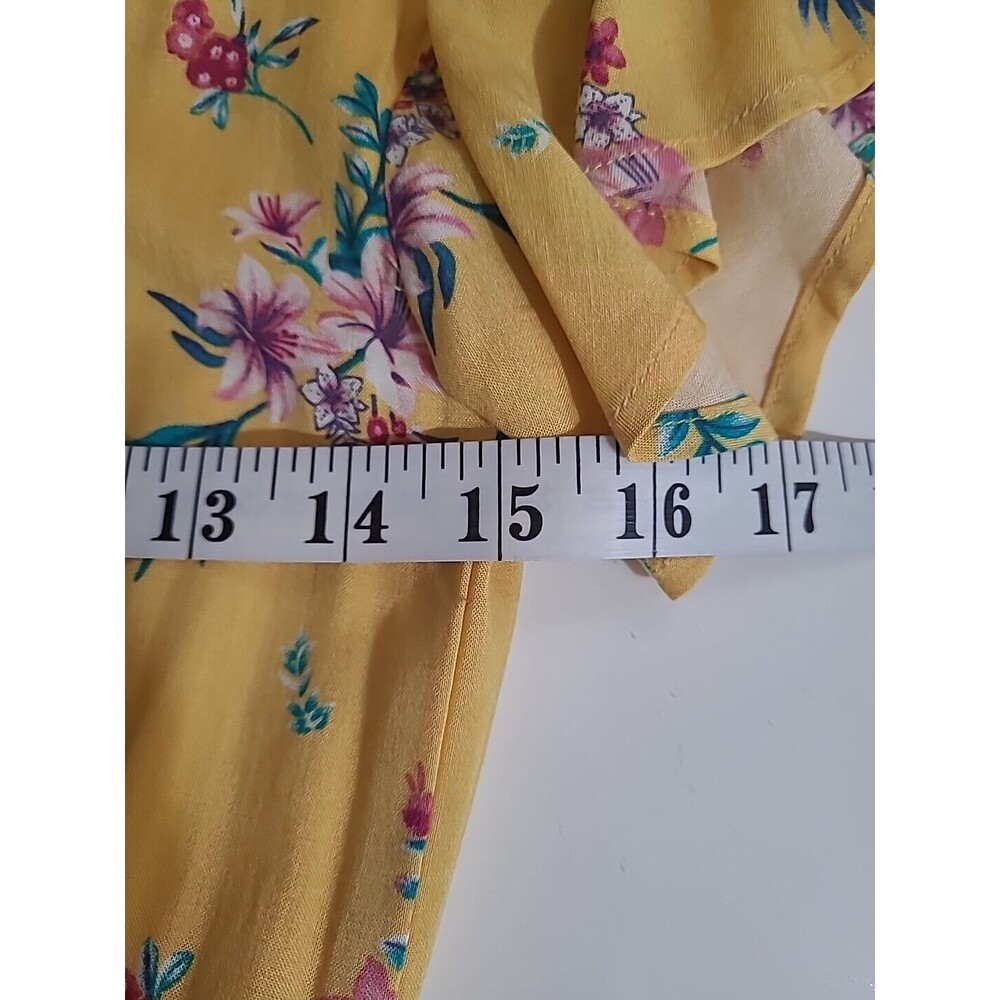 Love Tree Yellow Floral V Neck Dress Romper Size Small With Tags - Picture 9 of 9